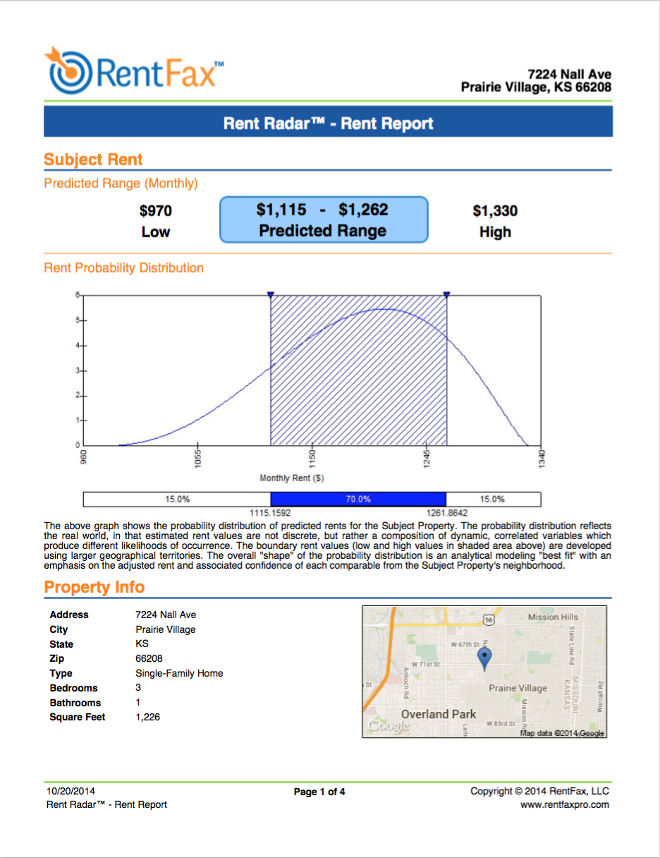 A sample RentFax report, like the one you would receive when working with Alliance for Santa Rosa property management.
